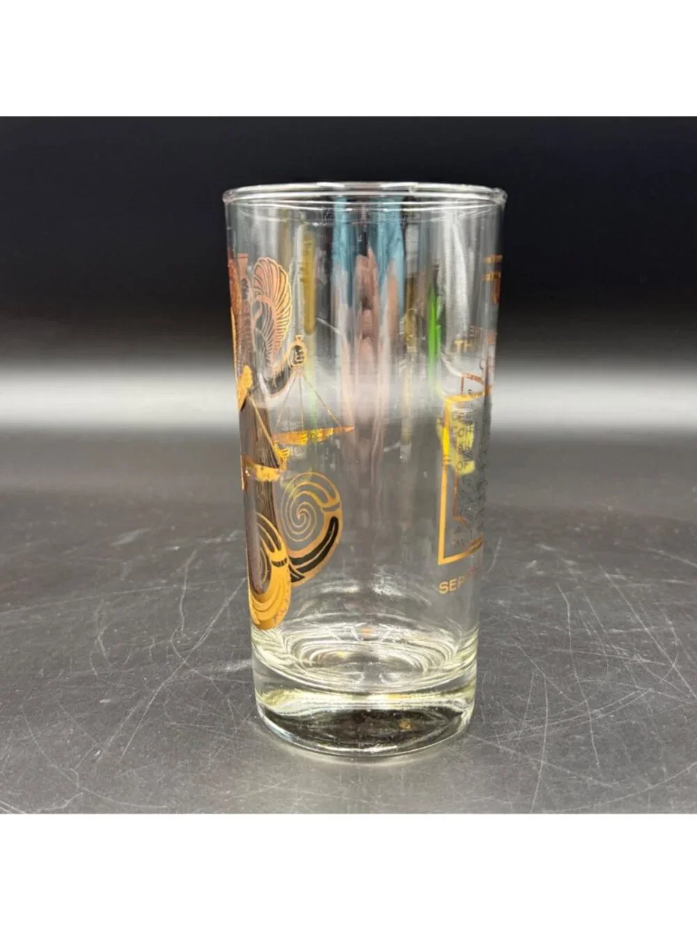 Vintage 1970s Anchor Hocking Zodiac Astrology Libra Gold Highball Glass